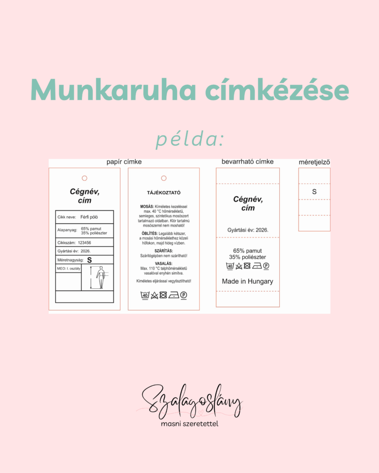 Munkaruha címkézése. Milyen információkat kell feltüntetni a munkaruhák címkéin? Ismerje meg a bevarró, papír és öntapadó címkék kötelező és ajánlott tartalmát. Lévay Nóra, Szalagoslány
